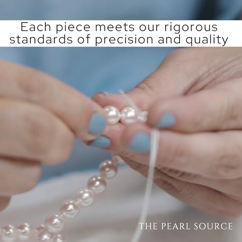 The Pearl Source Yellow Gold Plated AAAA Quality Round White Freshwater Cultured Pearl Double Strand Bracelet for Women4