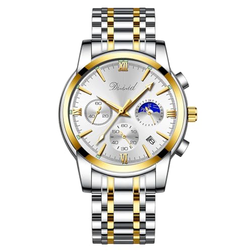 Image of Watches for Man Analog Wrist Watch Stainless Steel Chain Formal Premium Classic Business Branded Original Day Date Functioning Subdials Waterproof Luminous Gifts for Men Special Unique