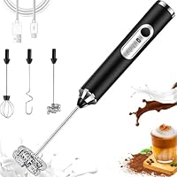 Bacxzomx Elektrische Milchaufschäumer Stab Milchschäumer mit 3 Edelstahl-Schneebesen 3 Einstellbare Geschwindigkeiten Sahneaufschäumer für Kaffee Latte Macha Cappuccino Eier Schlagen