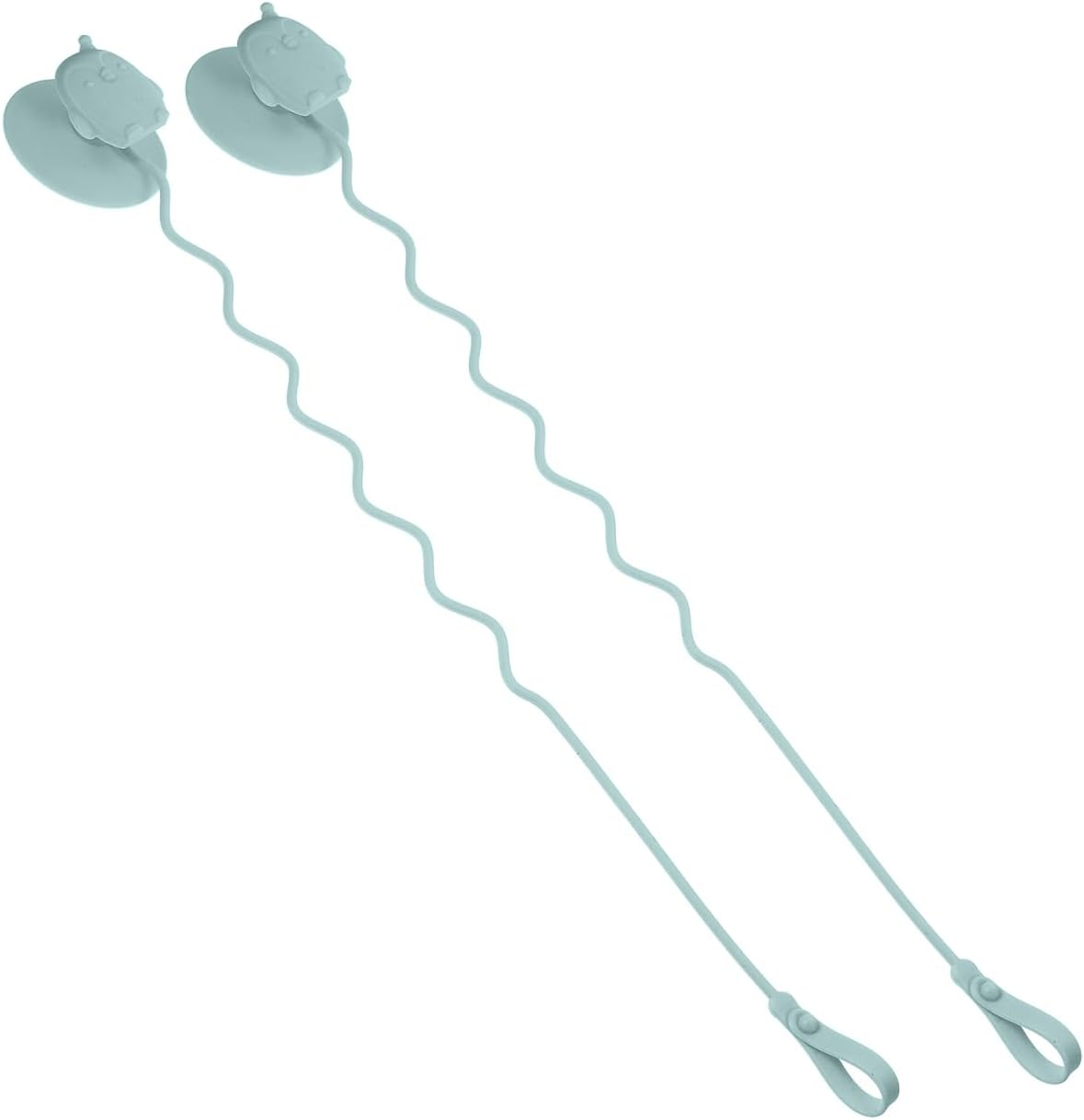 Abaodam Utensils Holder Strap with Silicone Suction Cup Stainless Steel Fork and Spoon Training for Drop Highchair Accessory Green Dining Aid