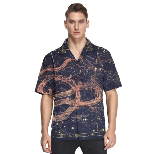 Chemise Décontractée à Manches Courtes Boutonnée Zodiaque Étoilé