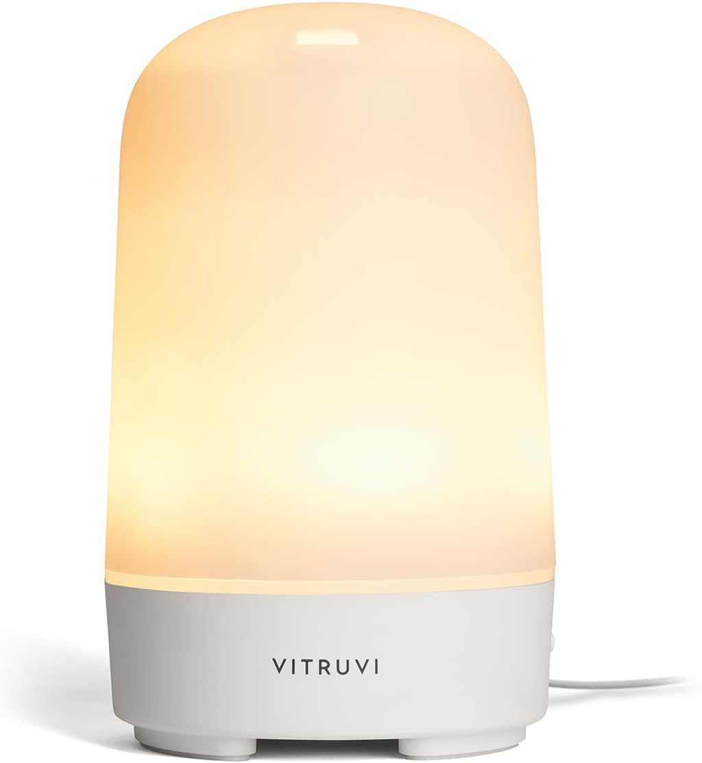 Vitruvi Glow Ultrasonic Essential Oil Diffuser | Aromatherapy Diffuser for Home, Kids Room, Room Decor (100 ml) White