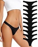 HSYUEEVIA Womens Thongs Cotton Underwear 10 Pack, Sexy No Show Ladies Panties, Comfortable Breathable Workout Panty Sets