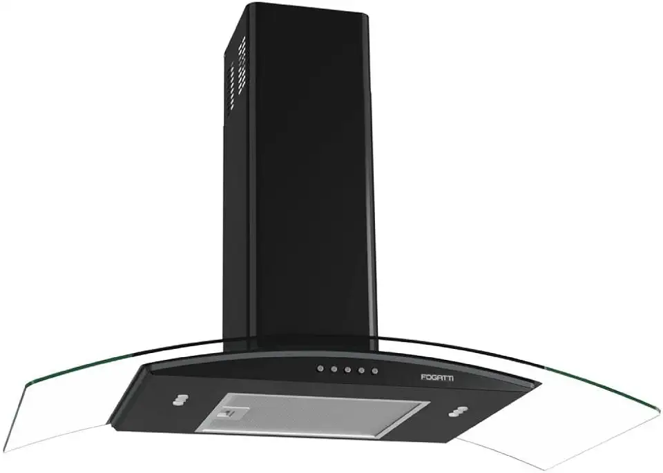 Coifa de Parede Vidro Curvo, Teclado Mecânico Fogatti, 80cm Black 220V