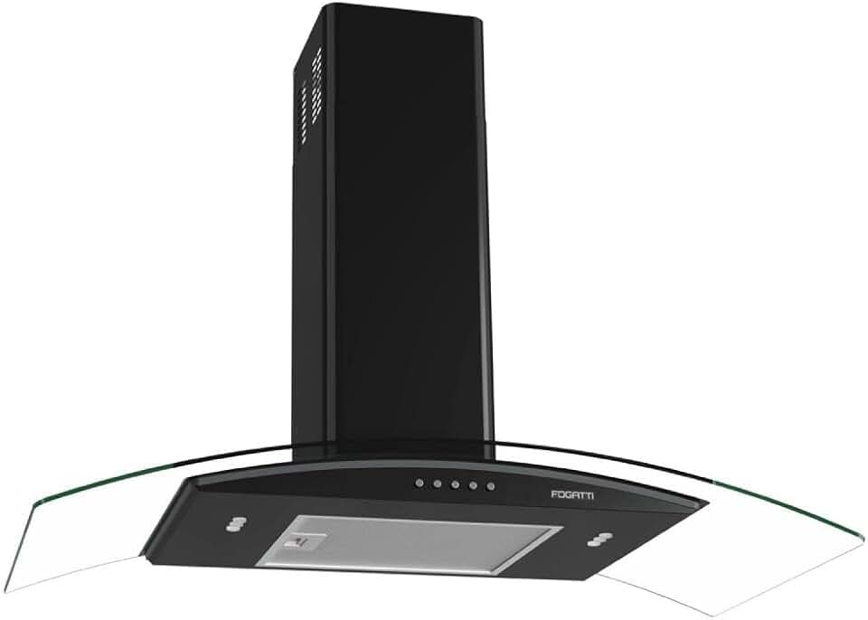 Coifa de Parede Vidro Curvo, Teclado Mecânico Fogatti, 80cm Black 220V