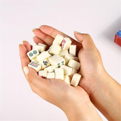 Set de Mahjong chino con caja decorativa y accesorios miniatura 5