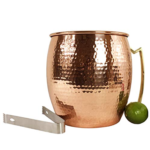 Pure Hammered Copper Ice Bucket With Tongs - 1.3 Gallon Champagne And Wine Bucket Cooler - 5 Quart Ice Buckets For Parties By Lifestyle Banquet #TOP1