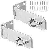 2 PCS 3 Inch Padlock Hasp, KINJOEK Stainless Steel Security Door Clasp Hasp Lock Latch, 2mm Extra Thick Door Gate Bolt Lock with 16 Mounting Screws