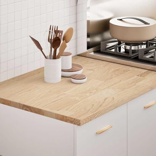 PUGYNBK Massivholz Eiche Küchenarbeitsplatte 80x63,5x2,7 cm Rechteckig, robuste Arbeitsplatte aus Eichenholz für Küche, Werkbank oder Schreibtisch, Pflegeleichte Glatte Oberfläche