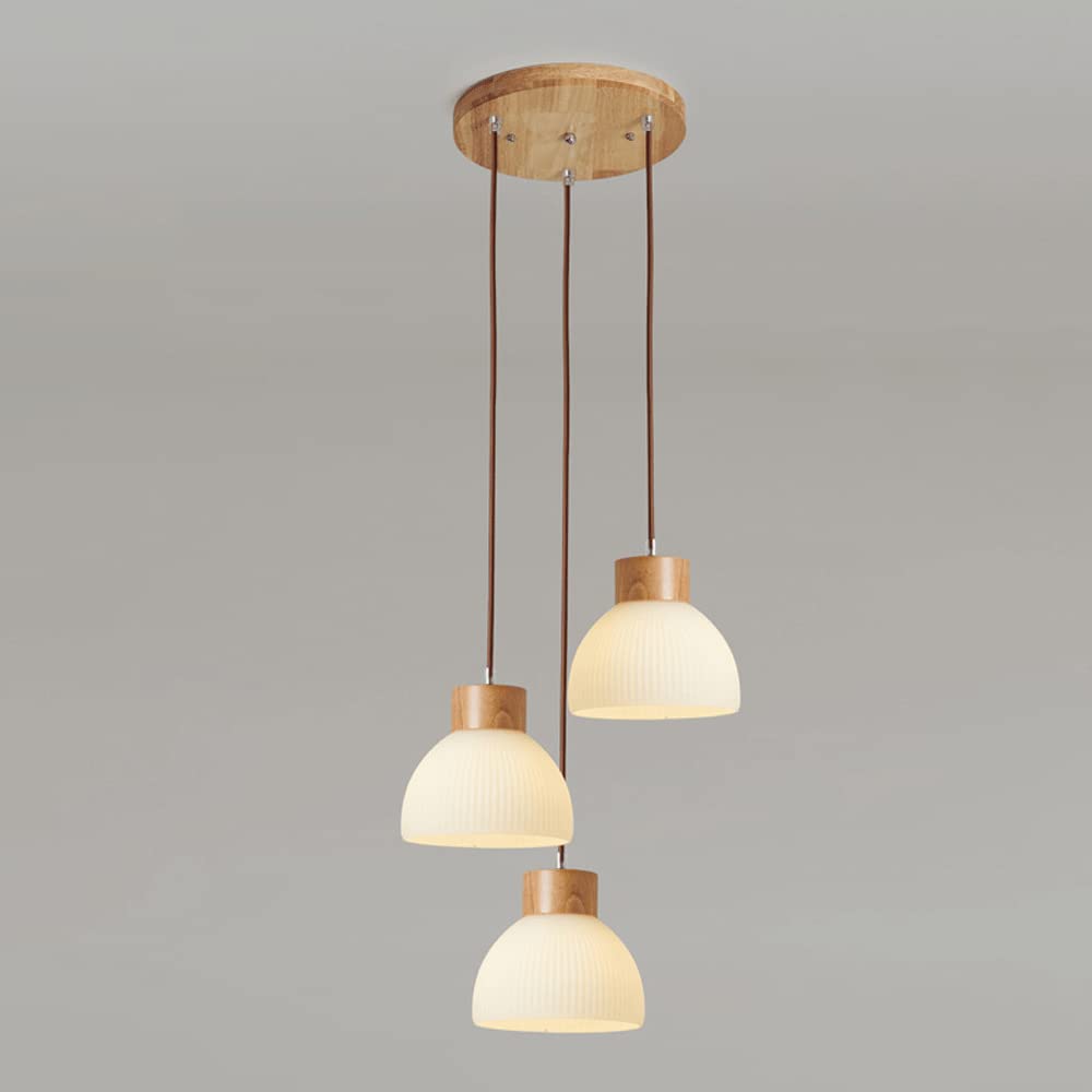 Lampe suspendue en verre de ferme en bois, luminaire de cuisine rétro et salon