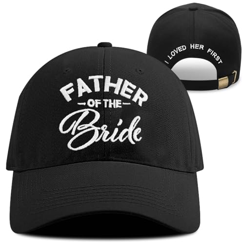 Tmsek Father of The Bride Gifts Dad Hat Wedding Gifts for Dad from Bride Daughter I Loved Her First Adjustable Men Baseball Cap (Dad)