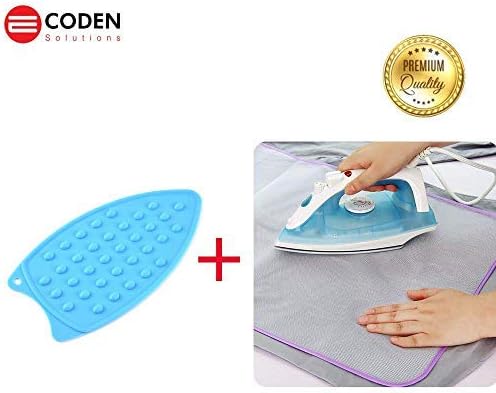 Ecoden Silicone Iron Protector Cover and Ironing Mat Combo Set Anti-slip,Heat Resistant Protective Scorch Saving Mesh Pressing Pad (Blue)