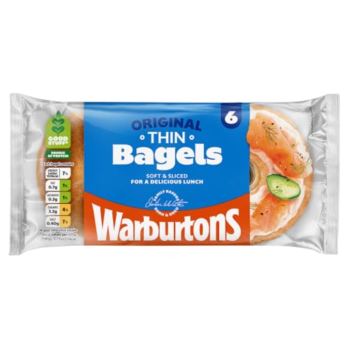 Warburtons Plain Thin Bagels Pack of 6