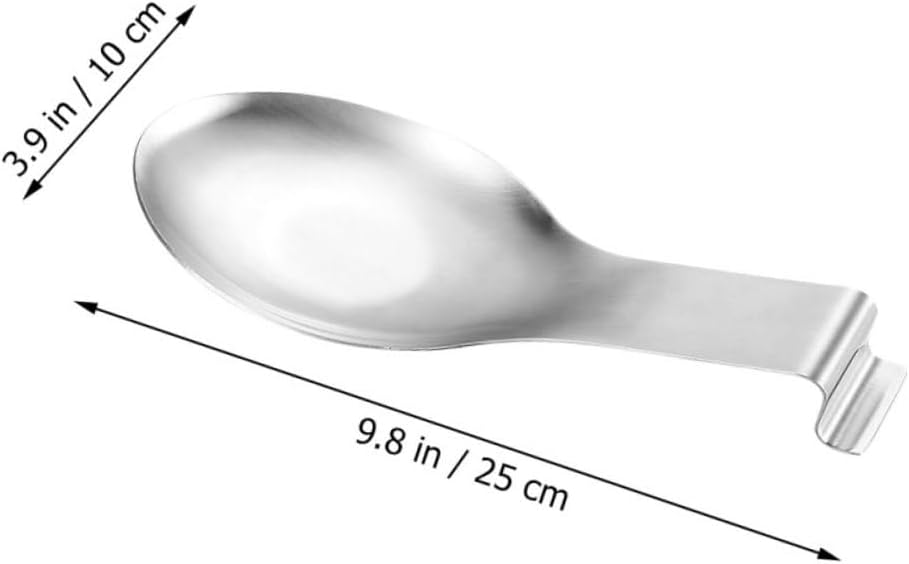 KICHOUSE 6pcs Stainless Steel Spoon Rest Tray Desktop Spoon Stainless Steel Rest Delicate Scoop Holder Household Holder