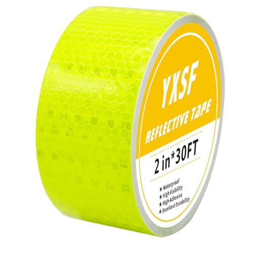 YXSF Yellow Fluorescent Reflective Tape,2 Inch&times;32 Feet Reflector Strips,High Visibility Outdoor...