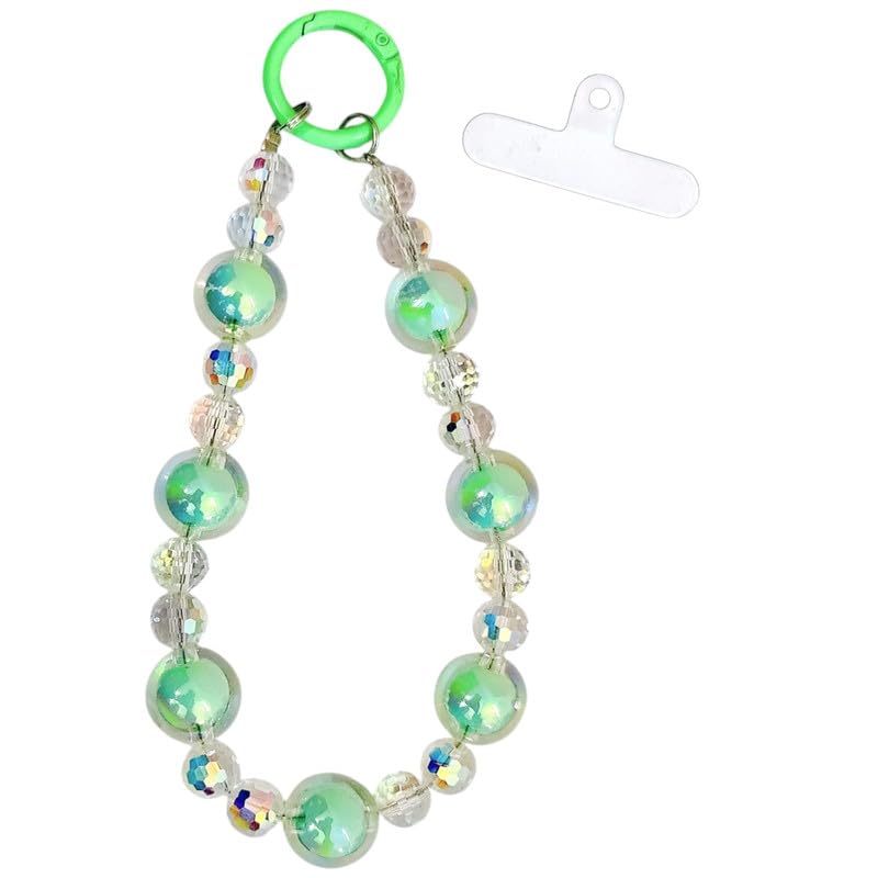 Kuro-mi Beads Phone Charms Aesthetic Crystal Clear 1 pcs Acrylic Heart & Teddy Bracelet Hangings For Mobile Cover String Jewellery Good Luck Lanyard For Women Girls Handmade Pearl Wrist Strap-image-5