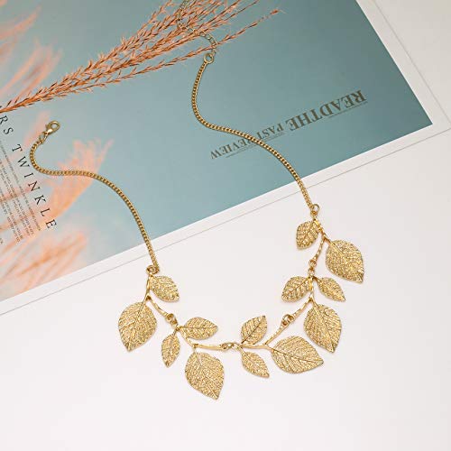 Bohemian Glitter Leaf Collar Necklace for Women Plant Hammered Necklace Chunky Tree Life Choker Necklace Vintage Bib Necklace3