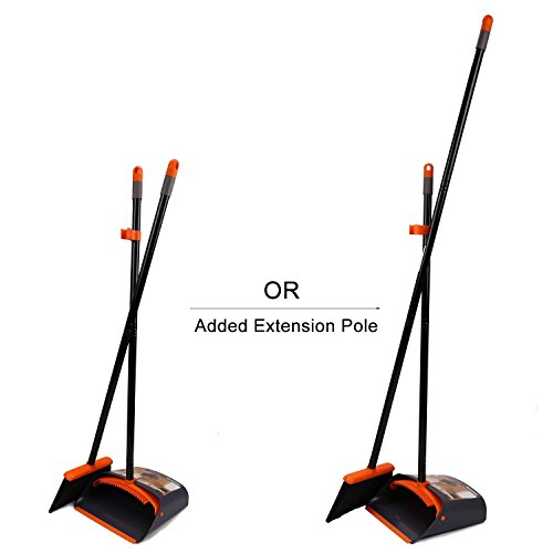 TreeLen Broom and Dustpan Set with 52" Long Handle for Home Kitchen Room Office Lobby Floor Use Upright Stand Up Stand Up Broom with Dustpan Combo