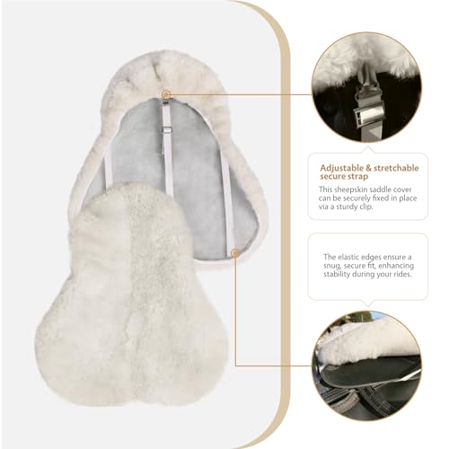 Image of Harrison Howard Plush Sheepskin Saddle Cover for English Saddles Seat Saver Ultimate Riding Comfort for Rider & Protection for Saddle Universal Size