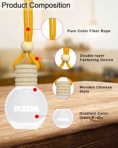 Image of ikeda fragrance Car Air Freshener Hanging, Car Scent with Vent Clip Bottle,45-Days Long Lasting Fragrance,Essential Oil Diffuser,Odor Eliminator for Home Deodorizer (Round, Coconut)