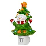 Luce notturna con pupazzo di neve, luce notturna a forma di albero di Natale, luce notturna con spina girevole a 360°, per feste natalizie, graziosa decorazione in resina per la camera dei bambini