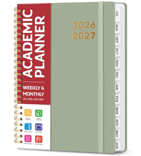 Agenda académica 2026-2027 verde bosque para organizar tus clases y rutinas en formato A5