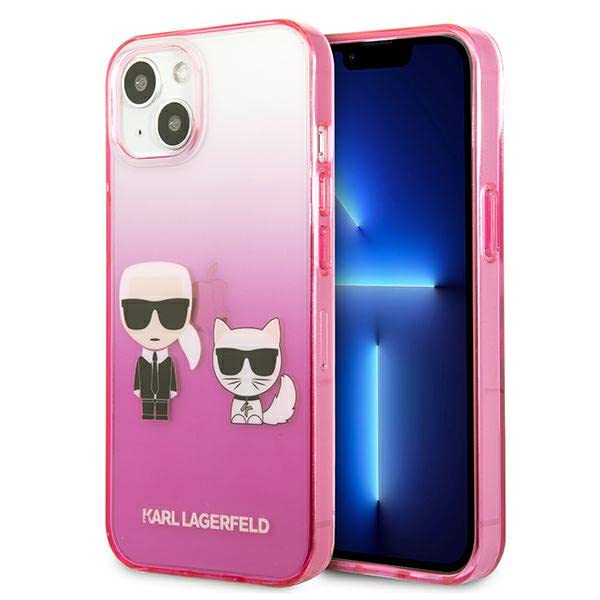 Karl Lagerfeld KLHCP13STGKCP Coque pour iPhone 13 Mini 5,4" Motif Ikonik Karl & Choupette Rose