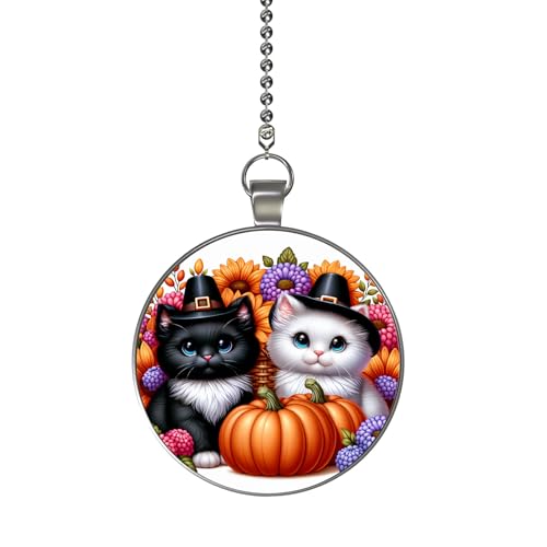 Gotham Decor Thanksgiving Cats Single Ceiling Fan and Light Pull Chain Pendant/Fan Pull/Cat Fan Pull