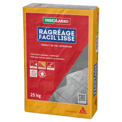 Parexlanko - Mortier de sol - Ragréage Facil'Lisse - Blanc - Préparation des sols en intérieur avant la pose de revêtements minces - Autolissant - 25kg