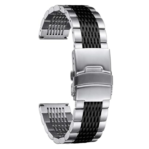 Image of BINLUN Stainless Steel Watch Band, Metal Watch Strap for Men Women Replacement with Double-Lock Deployment Clasp Polished Watch Bracelet Silver Black Gold Rose-gold 18 /19 /20 /21 /22 /24mm