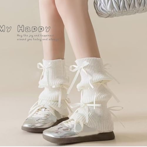 XZQYDS 1 Paar schöne Beinstulpen mit Schleife, für Mädchen im Alter von 3 bis 12 Jahren, weich und atmungsaktiv