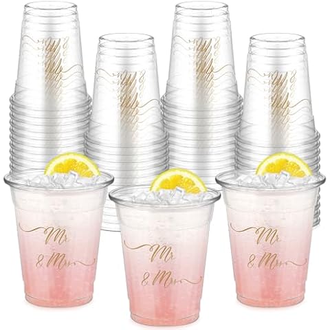 FoldTier 50 Pcs Mr and Mrs Wedding Cups Cover