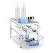Simple Trending 2-Tier Under Sink Cabinet Organizer with Sliding Storage Drawer, Desktop Organizer for Kitchen Bathroom Office, Stackable, Chrome