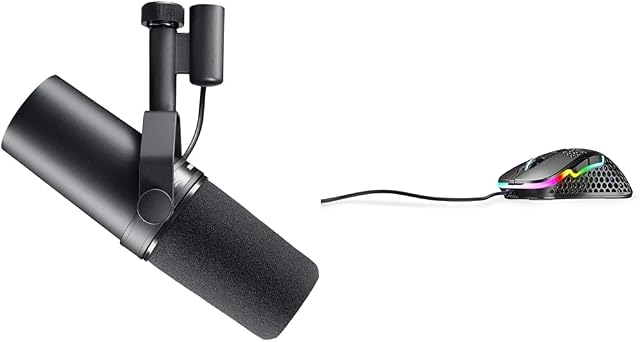 Shure SM7B Vocal Dynamic Microphone Broadcast, Podcast & Recording & Xtrfy M4 RGB Ultra-Light Gaming Mouse, Unique Right-Handed Design, Pixart 3389 Sensor