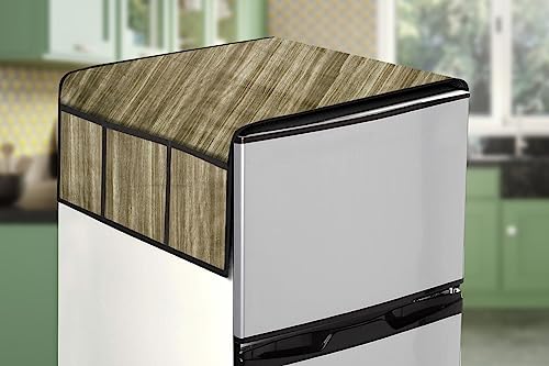 Image of Stylista Refridgerator top Cover Suitable for Samsung RR24C2823S8 /NL, 223 Liter Fridge, Dimension (WXD) 65x111 CM, Wooden Pattern Beige