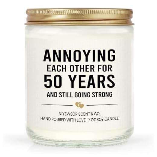 Niyewsor 50th Wedding Anniversary Couple Gifts, 50th Anniversary Candle Gifts for Couple, Parents, Husband, Wife, Him, Her, Friends, Golden Wedding Keepsake, Handmade, 7oz