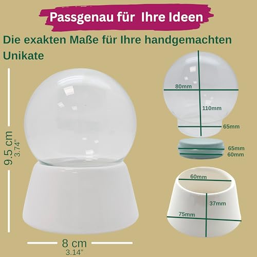 80mm Do it Yourself Schneekugel mit Glaskugel und Porzellansockel mit 1 x Schnee | B: 80mm H: 95 mm | 40019
