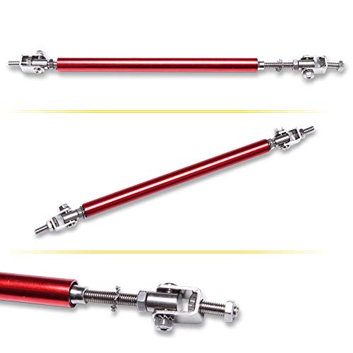 Rich Choices Adjustable 8"-11" Front Bumper Lip Splitter Diffuser Strut Rod Tie Bars Fit Most Vehicles,Red #TOP5