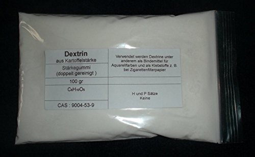 100 g de dextrina blanca de almidón de patata, alta calidad (doble limpieza), goma fuerte, aglutinante para acuarelas