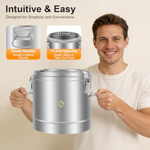 Seau Alimentaire Thermique 10L Inox : Chaud 12H avec Mousse PU - 7
