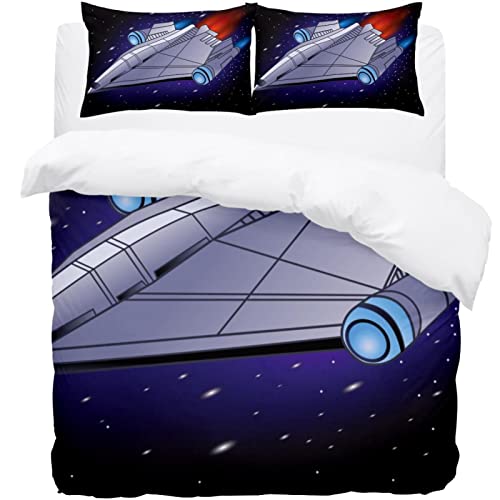 Housse de couette spaceship microfibre douce literie thème espace