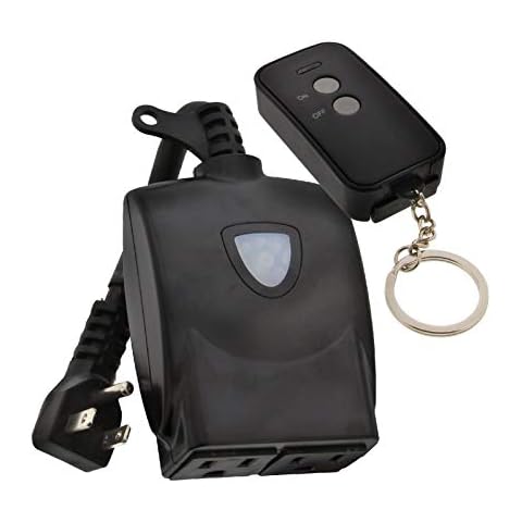 Westek Outdoor Remote Control Outlet Switch Kit with Wireless Receiver (RFK326LC) , Black Cover