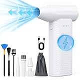 FOURQ 圧縮空気ダスターキット-ブロワー-PCダスター電気-130000RPM-4000mAh大容量バッテリー 超強力 ブラシレスモーター Type-C充電式 小型軽量 過熱保護 充電式エアダスター 5種類ノズル付き PC掃除/キーボード/エアコン/洗車用 収納ボックス付き ブラシ付き 日本語取扱説明書付き (ホワイト)