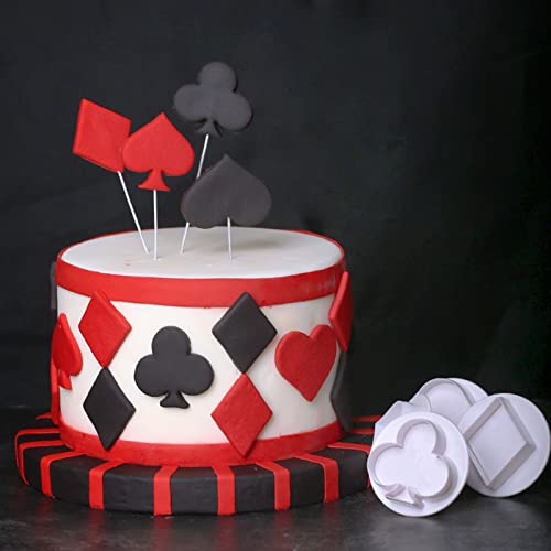 8 Pieces Poker Playing Bridge Plastic Cookie Cutter Playing Card Fondant Cutter Poker Cards Fondant Mold(Spade, Club, Diamond, And Heart) #TOP2