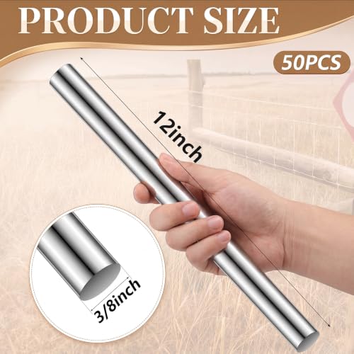 Image of MorningRo 50 Pcs 12'' X 3 /8 Inch Galvanized Brace Pin for H Fence | Shelf Brackets Pegs, Rust Resistant, Plated Fence Post Bracing Tool, for Homeowners Farmers Contractors Building Farm