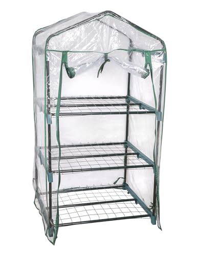 Hersig - Invernadero pequeño balcón,terraza,Jardin 3 estantes | Mini Huerto Urbano Transparente y Verde 69x49x128cm