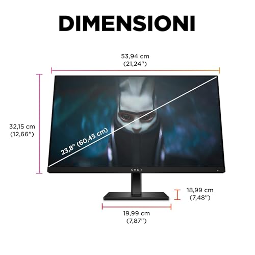 OMEN 24 FHD Monitor, Schermo da 24'' Full HD, Risoluzione 1920 x 1080 Pixel, Pannello IPS 16:9 da FHD – 165 Hz -1 ms, 1 ms, IPS - HDR 400 - 450 Nits, Antiriflesso, AMD FreeSync, USB, HDMI, Nero - Monitor - Immagine 5