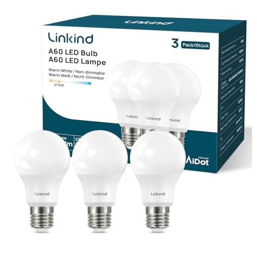 Linkind 8W E27 LED Lampe, Warmweiß (2700K), 806lm, ersetzt 60W Lampe, 220° Abstrahlwinkel, nicht dimmbar, A60 Form, 3 Stück