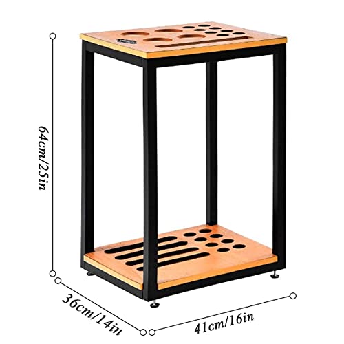 Support de queue de billard d'angle en bois cadre fer forgé 8 trous - 7
