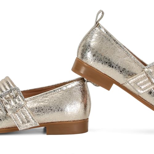 Dsevht Mary Janes Flats for Women Fashion Square Toe Flat Low Heel Easy Buckle Strap Flats Shoes4